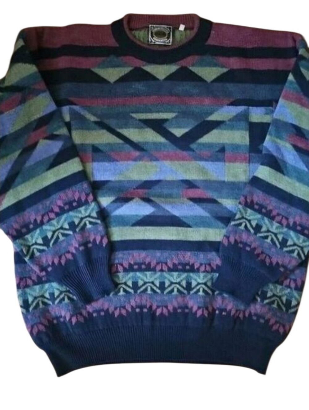 Vintage Coogi Style Aztec Geometric Sweater Made in Italy Mens XXL